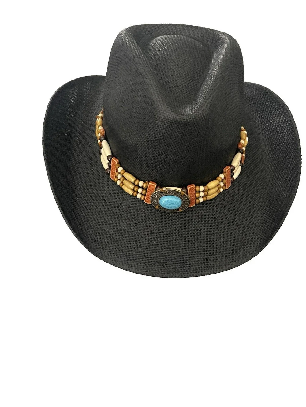 Concho Headband Black Cowboy Hat- One Size